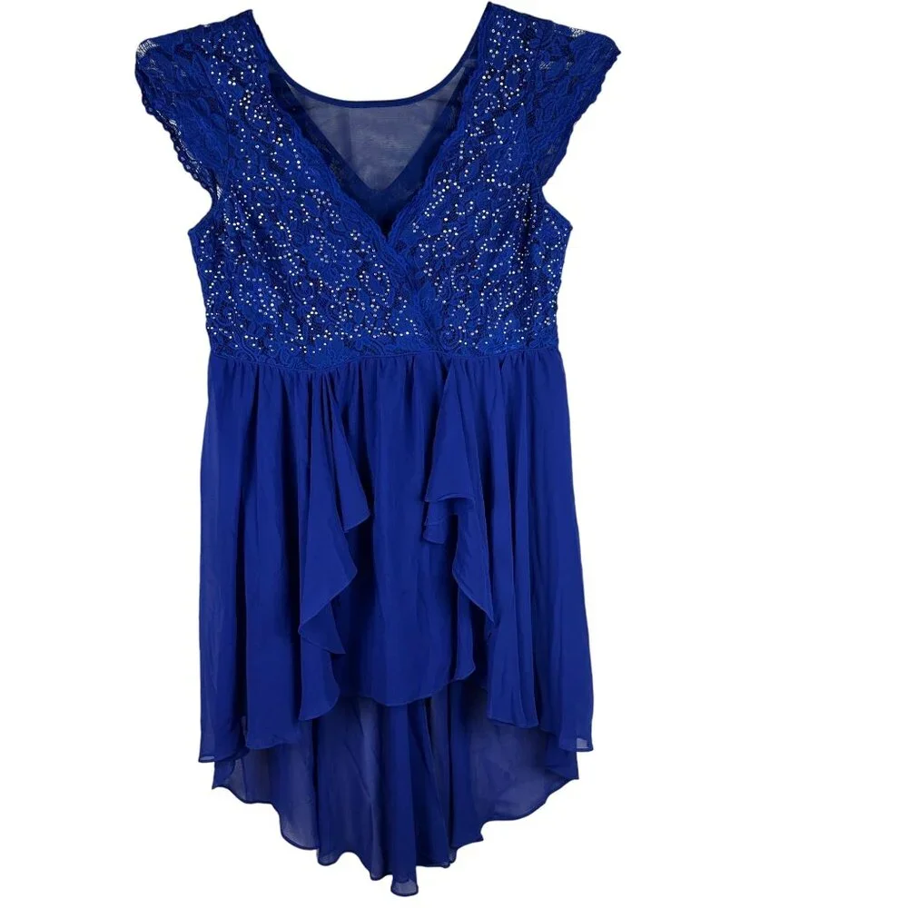 city studio blue dress City Studio Womens Blue Full-Length Fit + Flare Formal Dress Juniors 1 at Amazon Women's Clothing store